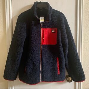 NWT Tommy Hilfiger black and Red Fleece Jacket, size M